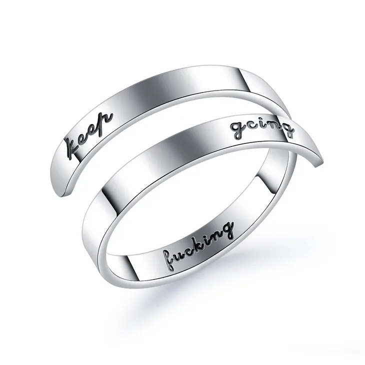 

Hot selling fashion 316l stainless steel adjustable ring double layer china steel ring