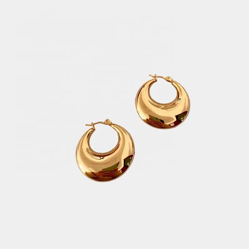 

High End 18K Gold Plated Chunky Earrings Hoop Earrings Stainless Steel for Women Earrings 2021