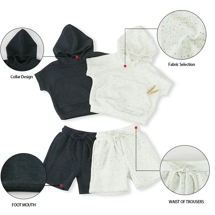 

New Arrival Children Jogging Suits Outfit Speckle Fabric Autumn Kids Boys Hoodie Sets