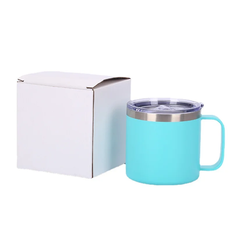 

Custom Logo Double Wall Stainless Steel Coffee Beer Mugs With Lid and handle