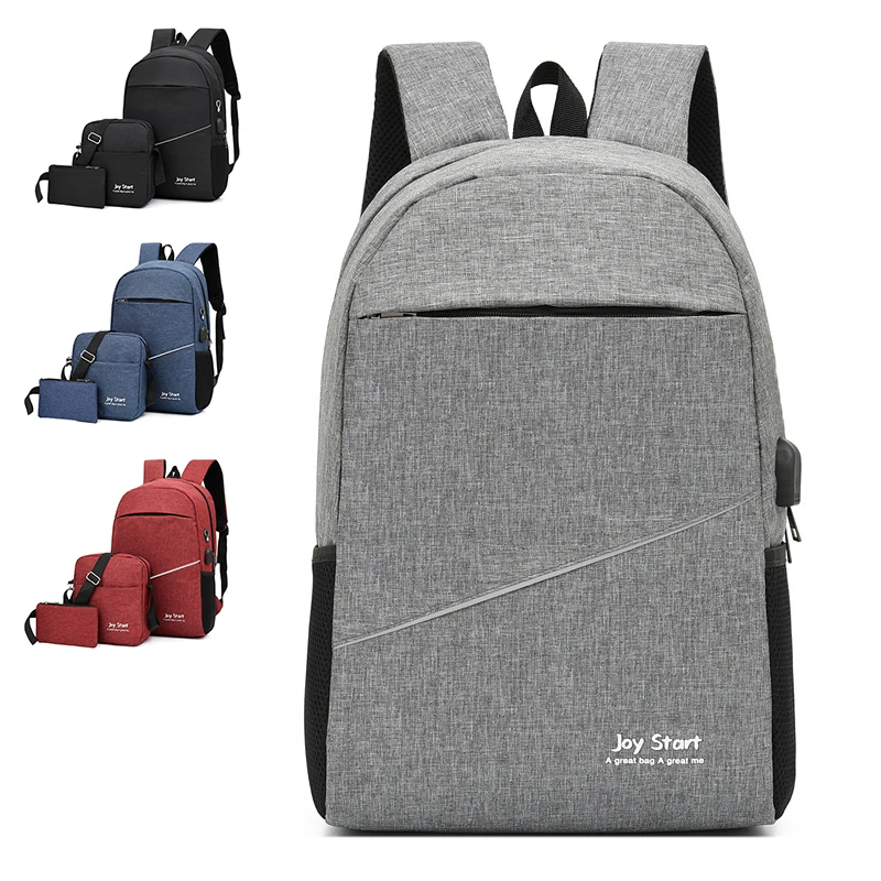

High Quality USB Charge L Set Backpack Bag Scratch Proof Bagpack Fashionable Mochila Backpack For Kids School Bag, Black,blue,dark blue,purple,khaki,red,grey,or customized