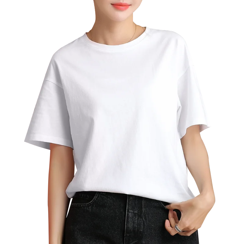 

New hot sale high quality cotton blank t shirt ladies casual t-shirt in solid color, Customized colors