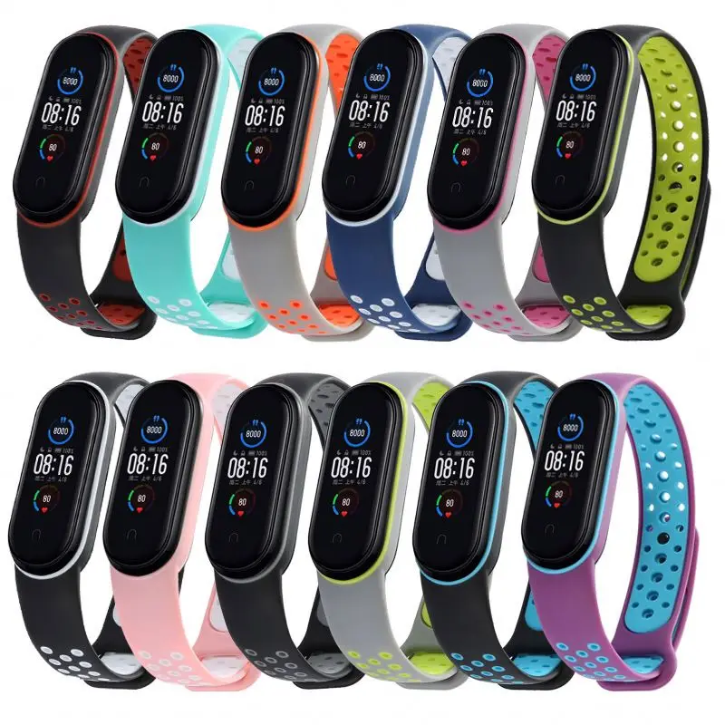 

Doubl color Watch Band Strap For Xiaomi 6 5 4 3 Sport Rubber Silicone Smart Watch Bracelet Mi Band 6 Strap, Double color