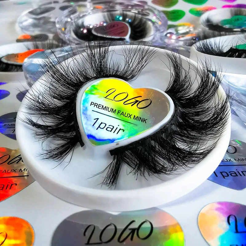 

High quality vegan cruelty free false eyelashes vendor eco-friendly faux mink lashes with unique heart shape lash tray clear box