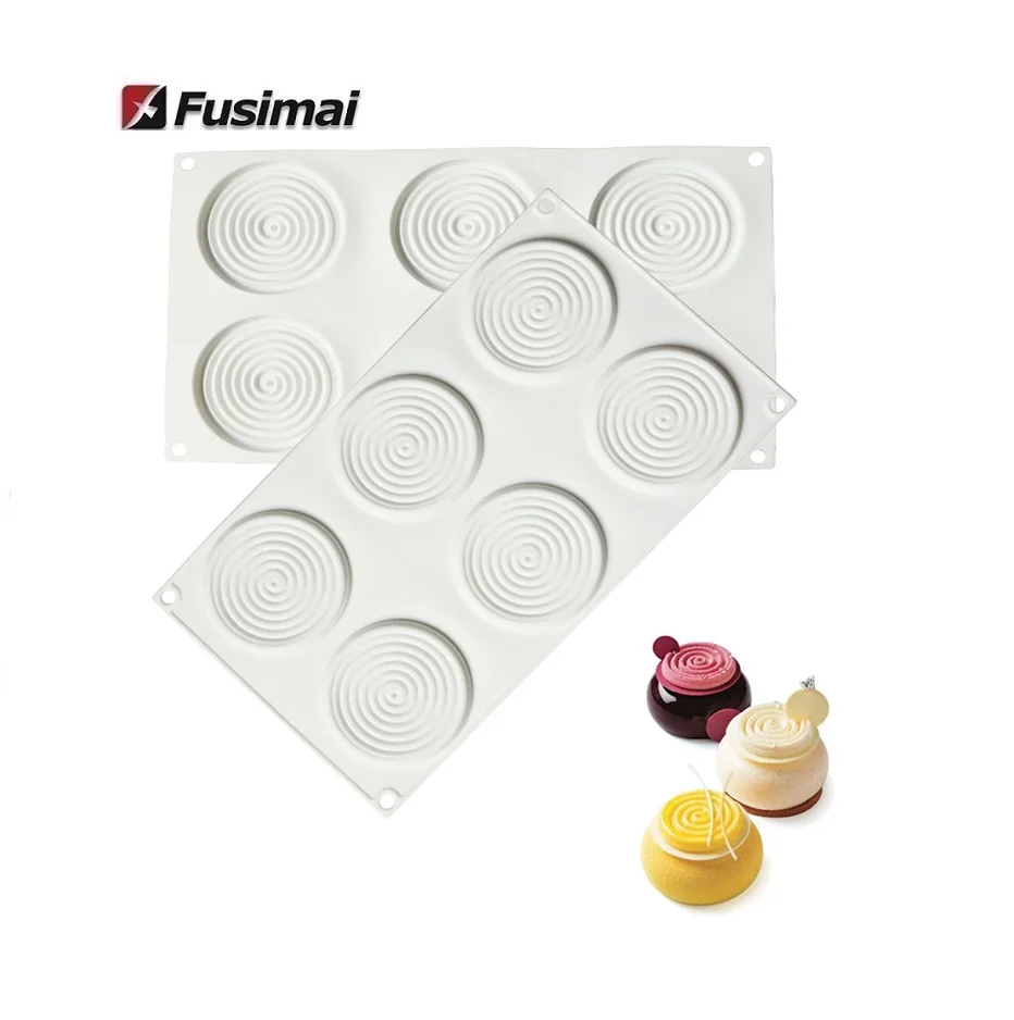 

Fusimai Circular Spiral Silicone Mould 6 Cavity Round Mosquito Coil shape Cake Mold, As shown in the figure below
