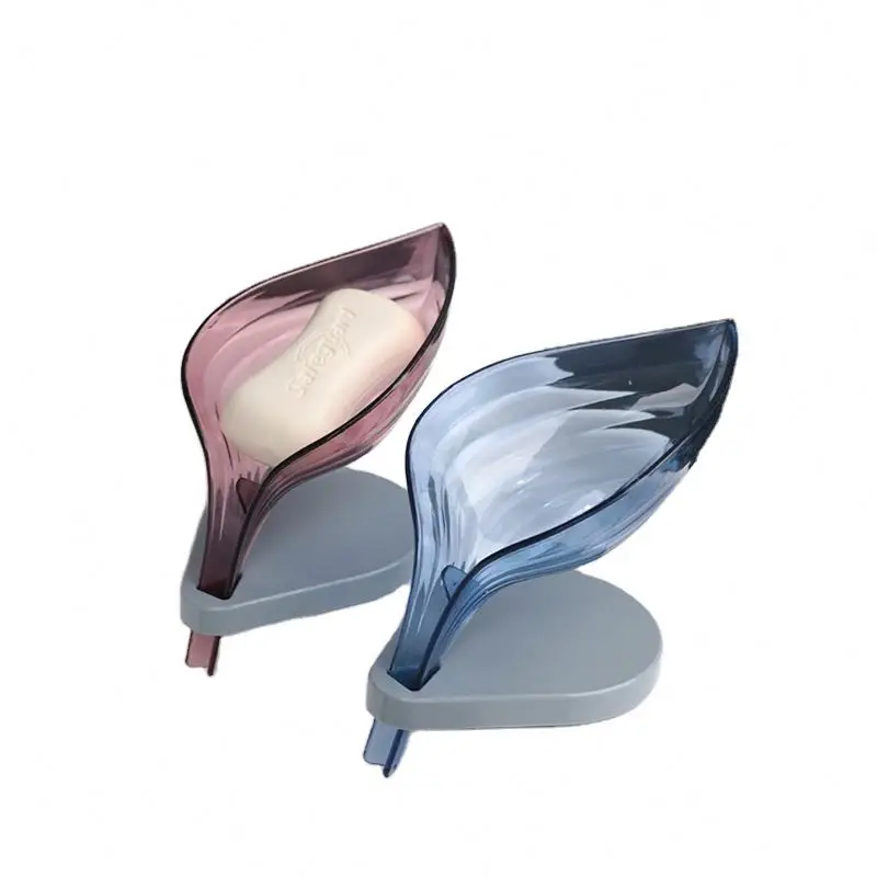 

Leaf Shape Toilet Bathroom Plastic non-slip Soap Boxes Storage Dish Holders, Blue,pink,transparent