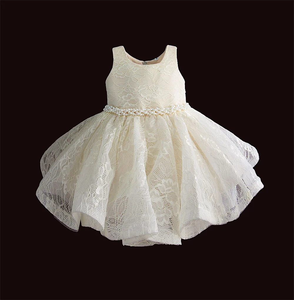 

1-4 Years Old Luxury Lace Flower Birthday Shower Baptism Baby Dress