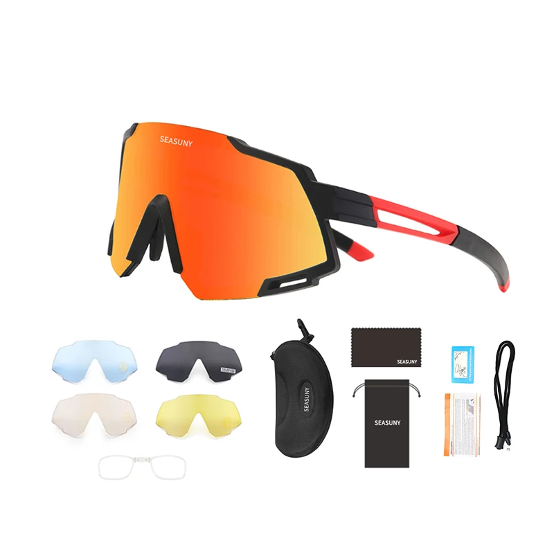 

2020 UV400 men mountain bike outdoor sports glasses polarized myopia 5 lens bicycle cycling sunglasses