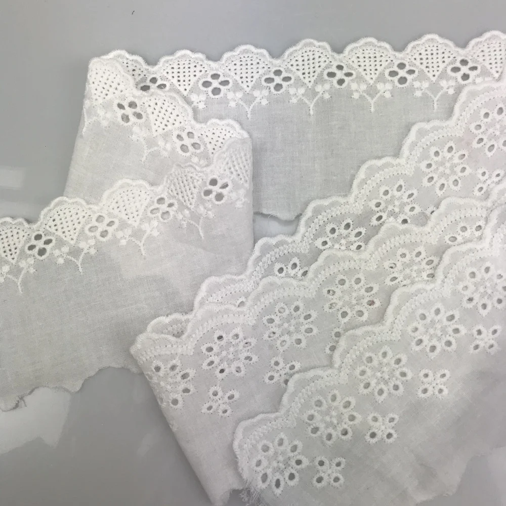 

2021 New Arrival 6cm Width White Embroidery Eyelet 100 Cotton Lace Trim