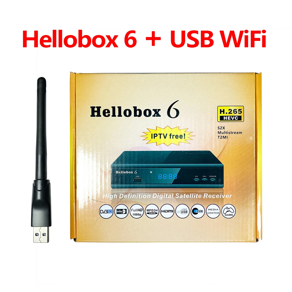 

Hellobox 6 Satellite Receiver Comptatible V5 Plus Support USB WiFi Cccam Newcamd Xtream With USB WiFi New 2021