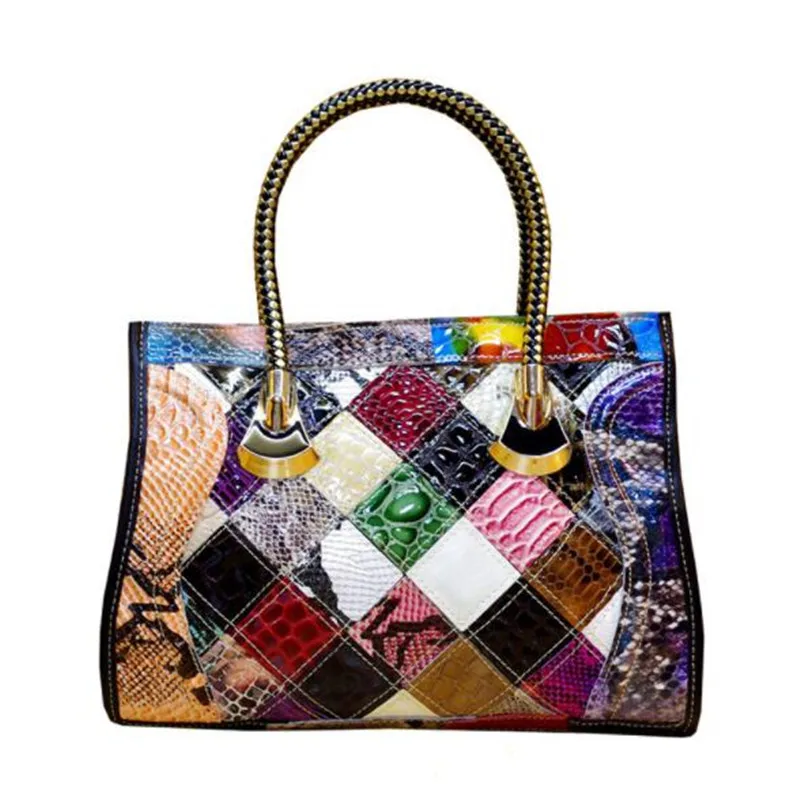 

Snake Lines Colorful Bag Fashion Stars With The Same Paragraph Women Leather Shoulder Bag Luxury Designer Lady Hand Bag