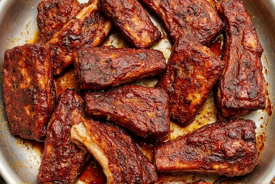Oven baked ribs on tray