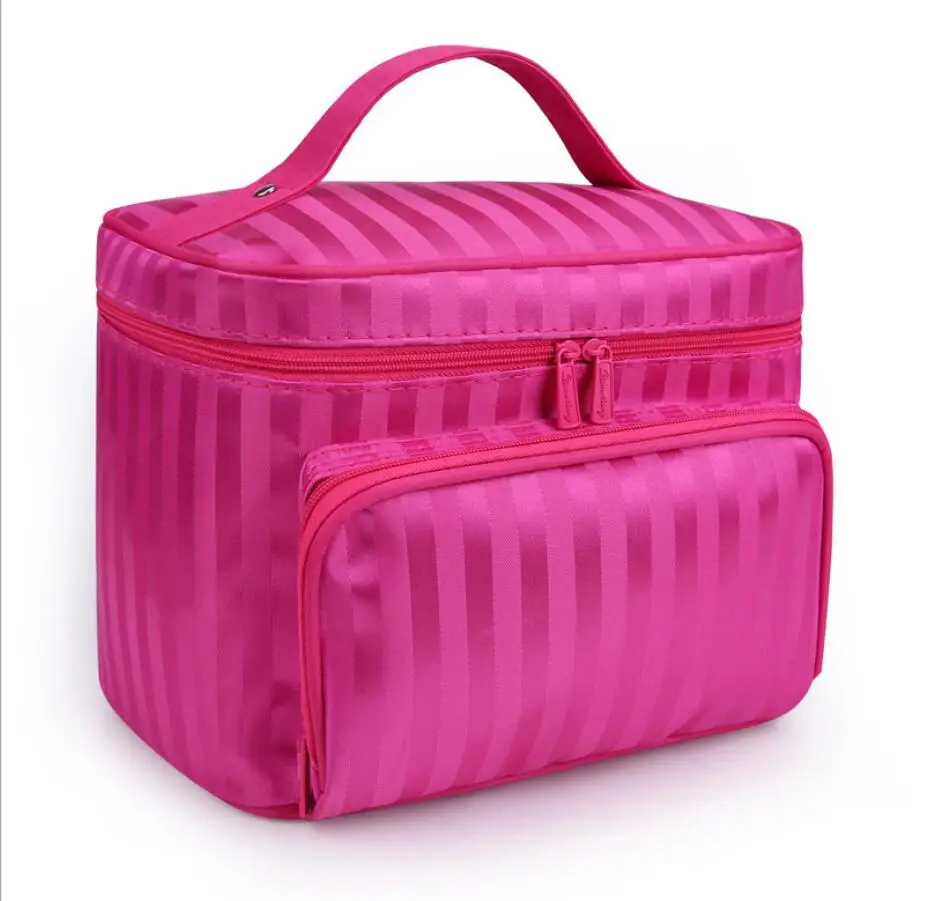 

Promotional fashion travel satin big capacity cosmetic makeup bag, Customized