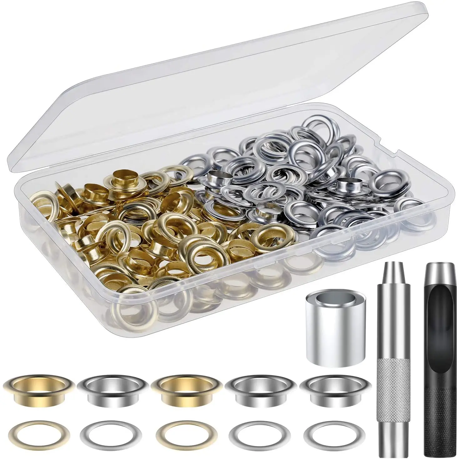 

50sets Eyelets Grommet kits 12mm stainless steel canvas upholstery boat covers snap button fastener grommets kit setting tool