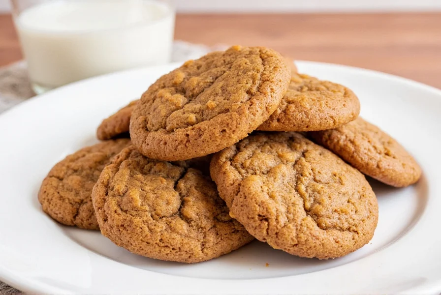 Easy ginger cookies arranged on cooling rack with ingredients