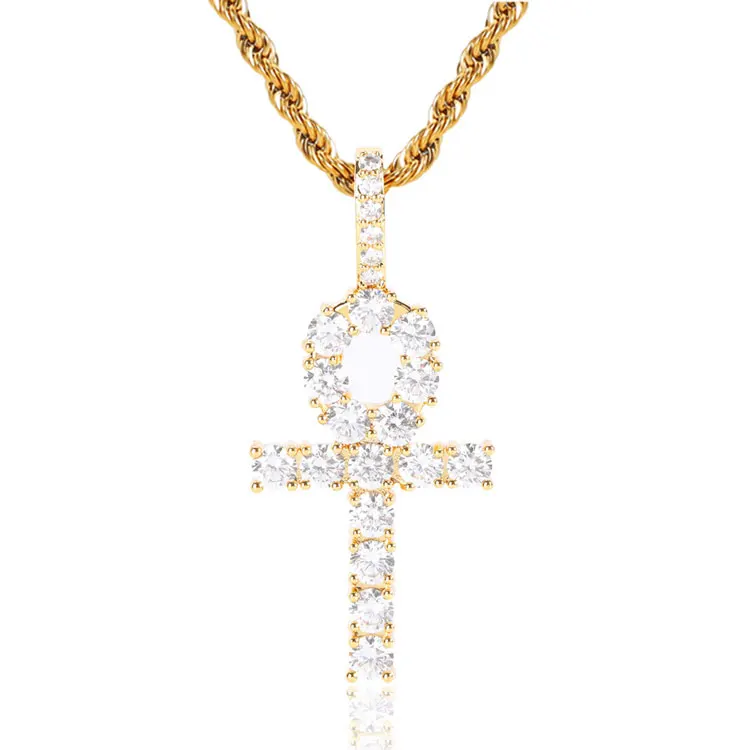 

hip hop unique Cross Designer Jewellery cuban iced out Pendant Necklace For Men Women Gift, Silver/gold color