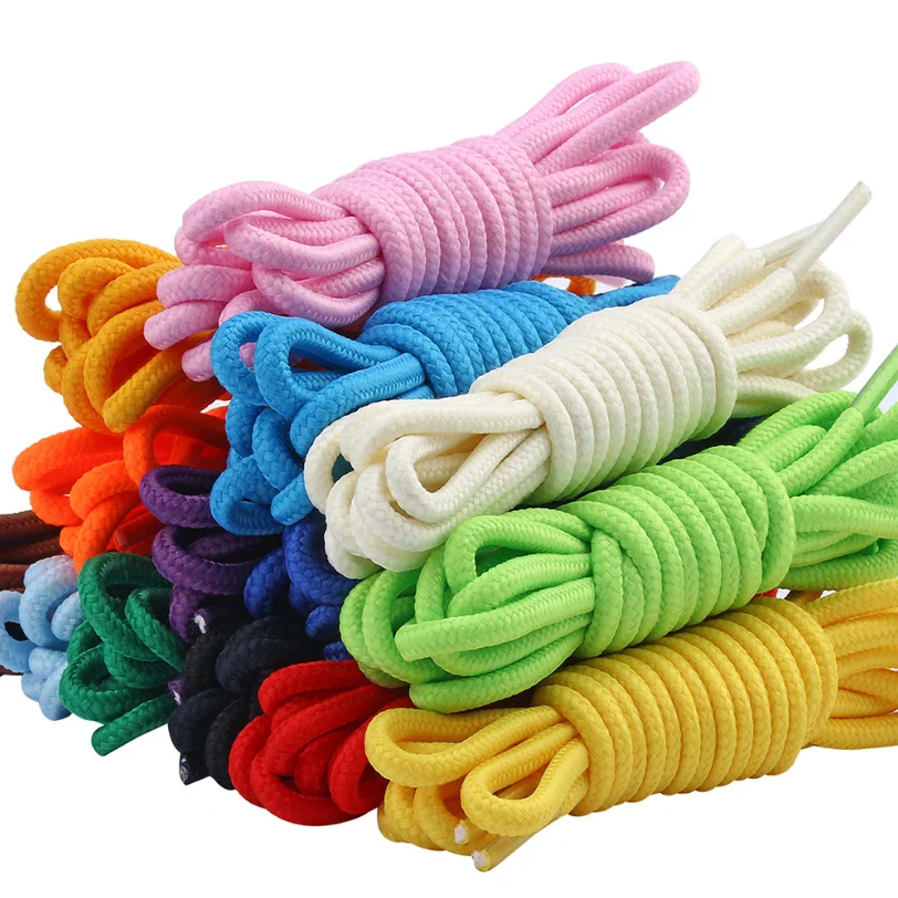 

Factory custom wholesale fashion round shoe stretch sports laces 5mm width  length rope round shoelace, Customized