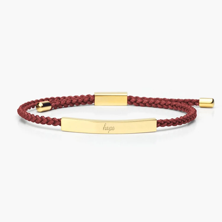 

18k Gold Plated Jewelry Wholesale Stainless Steel Bar Rope Cord String Bracelet Custom Engraved Name Adjustable Bracelet
