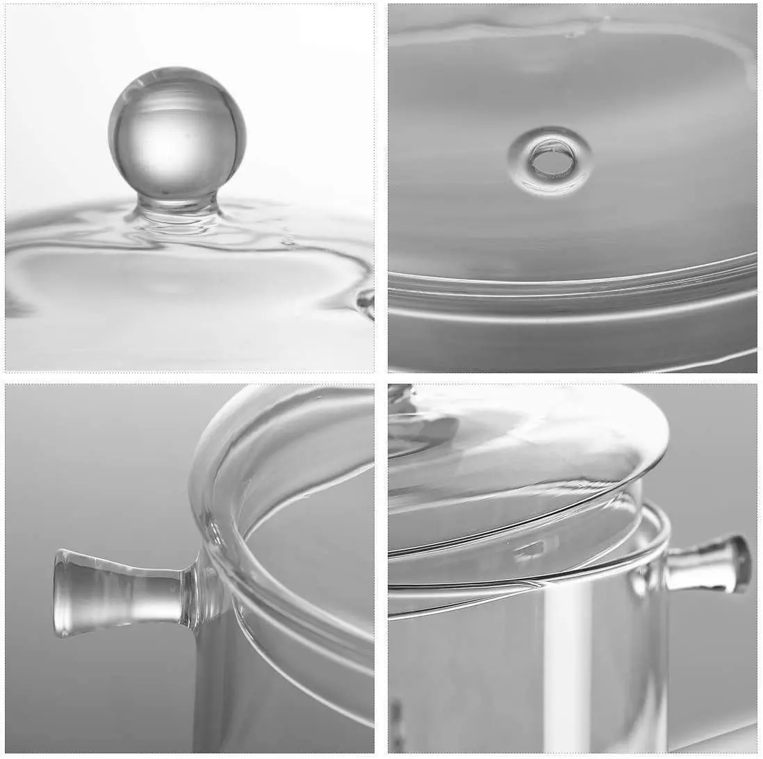 Foodgrade Heat Resistant Glass Cooking Pot Clear Glass Soup Pot With Lid For Stovetop Microwave