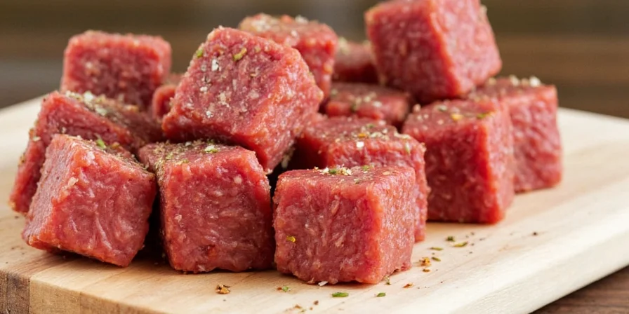 Lemon zest on beef cubes