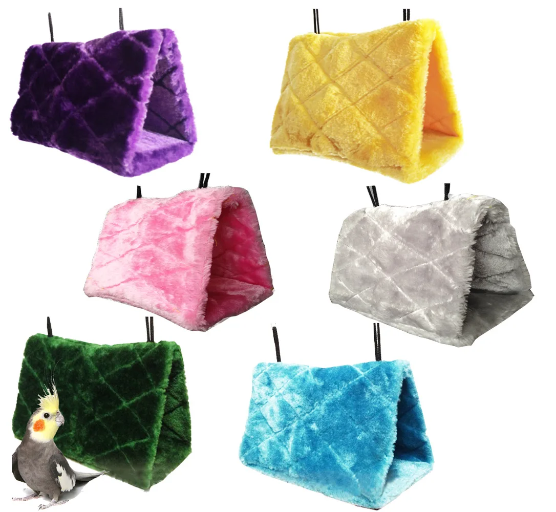 

Hot Sale Small Animal Plush Hut Hamster Bird Hanging Cage Tent Bed Bunk Toy Parrot Hammock, As picture