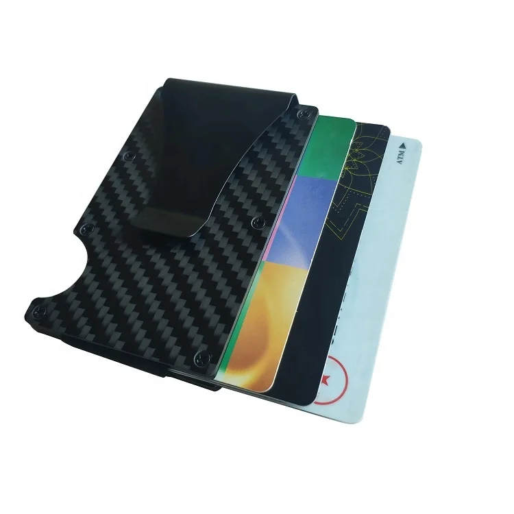 

XC manufacturer black 3k twill metal carbon fibre credit card holder