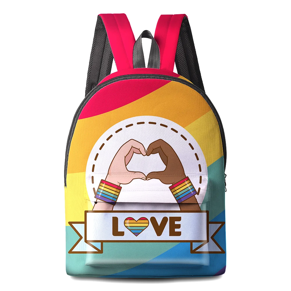 

2022 New Designer Custom Pride Day LGBT Rainbow Logo Souvenirs Waterproof Wholesale Casual Bag For Unisex Lesbians Gay Backpack