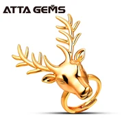 

Rose Gold Plated Reindeer Elk Deer Antler Ring Unisex Size Adjustable Ring for Christmas New Year Gift