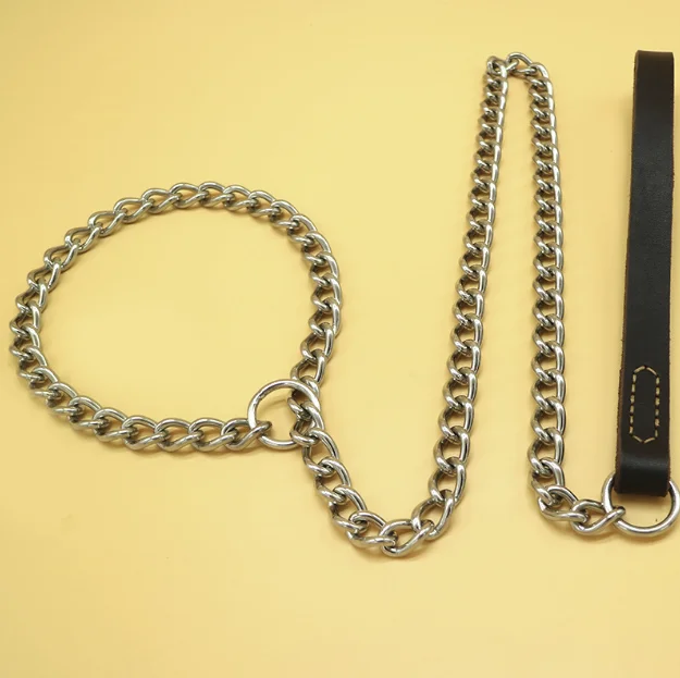 

Hot sale cheap price stainless steel integrated pet chain medium and large dog traction rope, Sliver