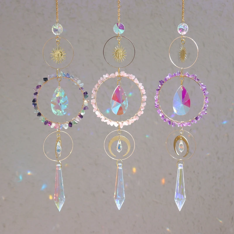 

hot sale suncatchers window sun catcher moon sun crystal car hanging prism rainbow prism