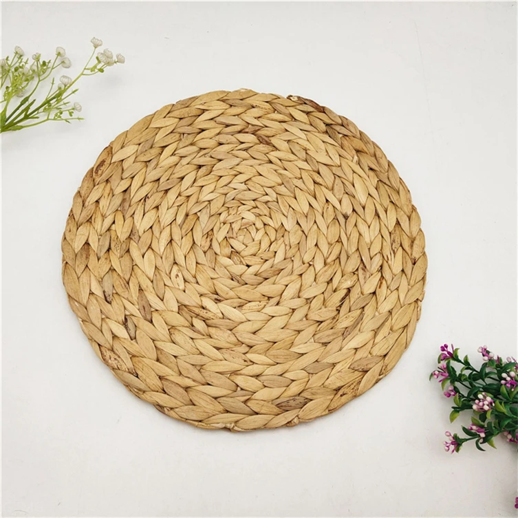

Natural Handwoven Placemats With Holder 6 Jute Fringe Seagrass Charger Plate Water Hyacinth Braided Placemat Set Of 4