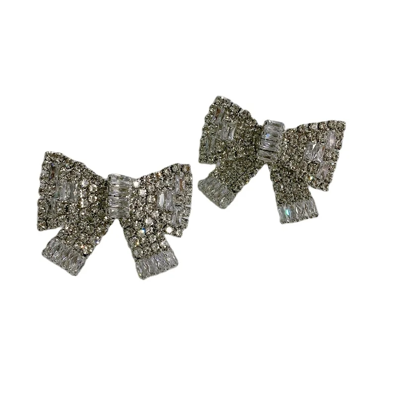 

Vintage Style Bow Knot Crystal Rhinestone 925 Personality Designer Women Earrings for Party