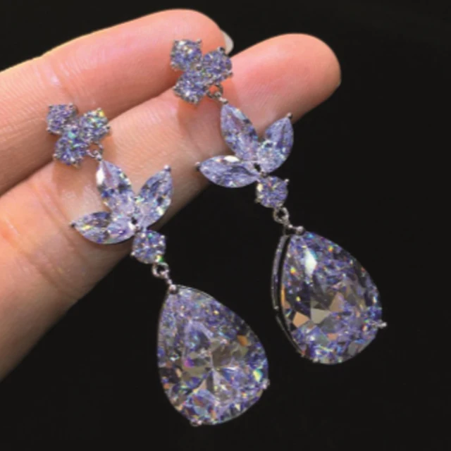 

AAA cubic zirconia earrings white gold plated woman ear ring women