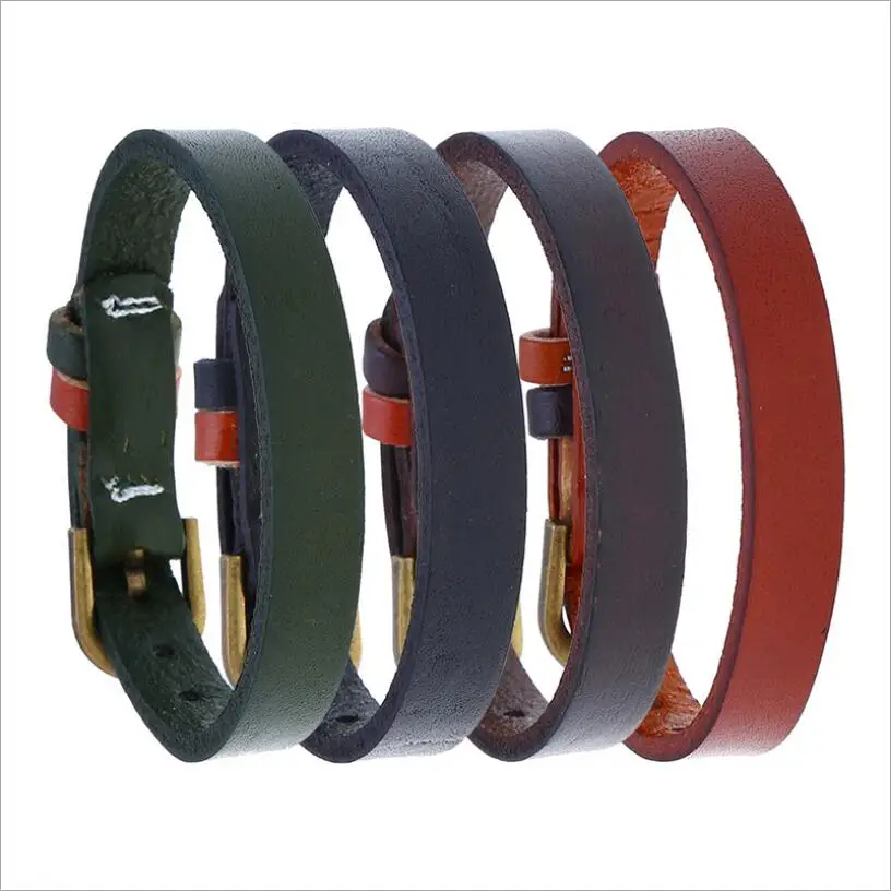 

Men's adjustable pin buckle casual bracelet ladies retro leather bracelet wholesale fashion charm couple hand strap