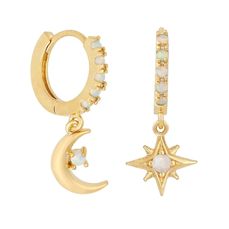 

Gemnel women earrings accessories 925 sterling silver custom star moon mini hoops earrings