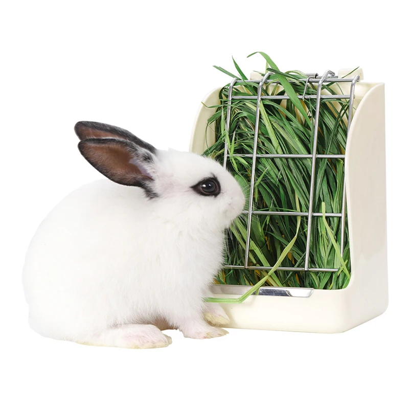 

Wholesale rabbit accessories Galvanized spring rabbit grass frame grass bowl bottle feeder for rabbit