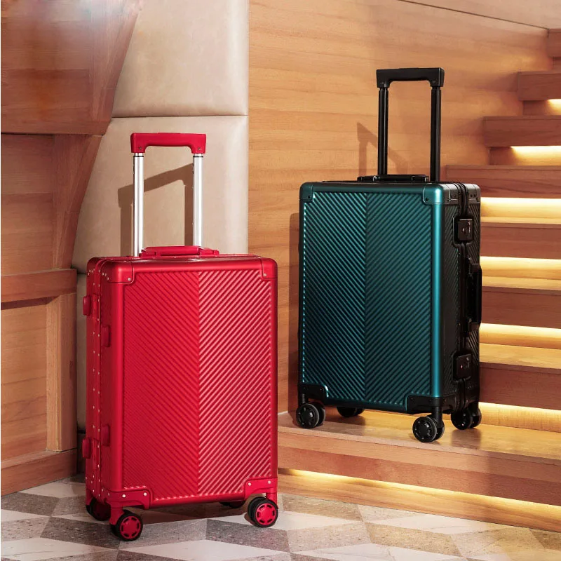 

China supplier high quality travel suitcase 20' 24' inch aluminum alloy trolley luggage set Leavesking luggage, Red or customized color