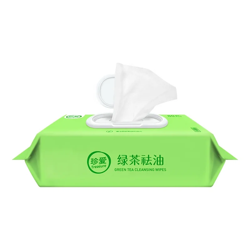 

Natural Make Up Remover Cloth Wipes Facial Cleaning Waterwipes Green Tea Wet Paper