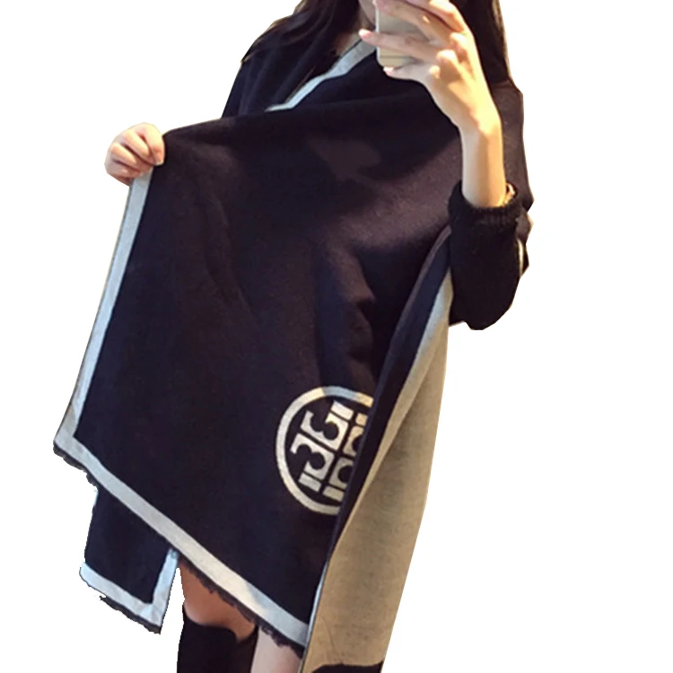 
Winter New Europe And America Wild Word Cashmere Scarf Ladies Long Section Dual Use Warm Thick Winter Shawl 