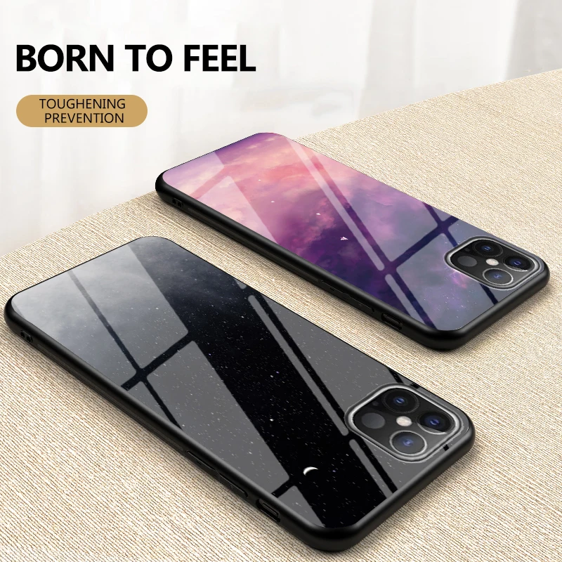

Case for Samsung S20 Glass back Phone Case for iPhone 13 Pro Max, Black