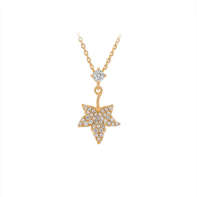 

Gold Silver Autumn Pendant Maple Leaf Necklace