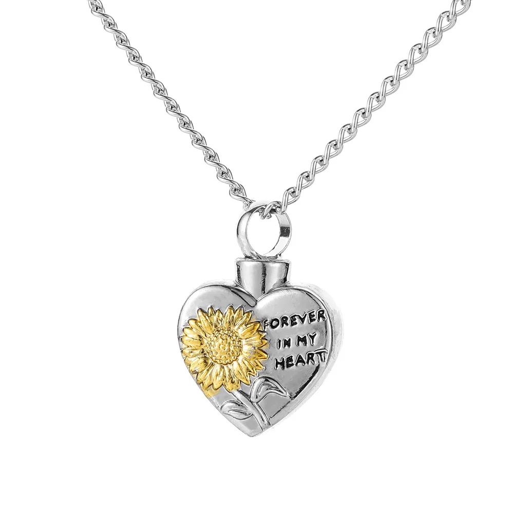

2020 Retro openable sunflower pet urn perfume box pendant necklace wholesale