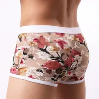 

Low rise lace boxers shorts boys briefs transparent underwear men