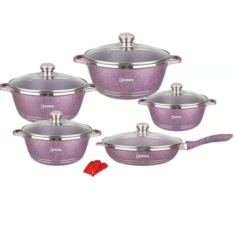 

dessini pink granite set granite cooking pot aluminum prestige non stick cookware sets, Customized color