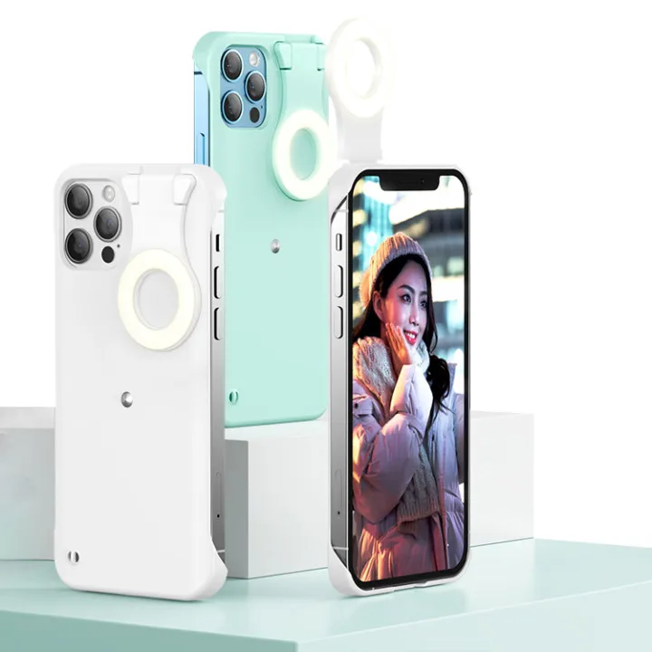 

Dropshipping Selfie Light Portable Mobile Phone Case For Iphone 12 Pro Max Led Selfie Ring Light Back Cover For Iphone 11 Case