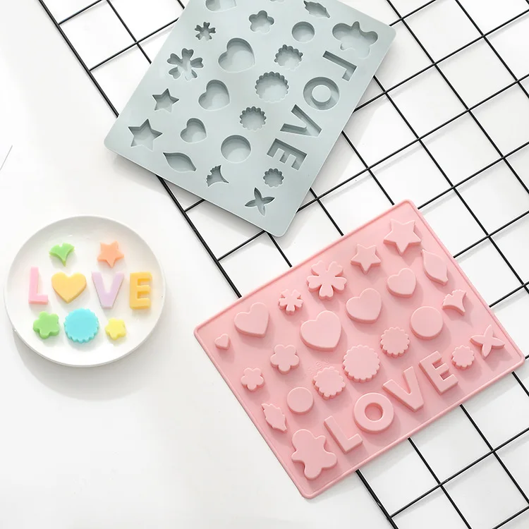 

Hot sell 2021 new products blue pink silica gel LOVE LOVE epoxy mold ideas use Decorating cake/baking/home