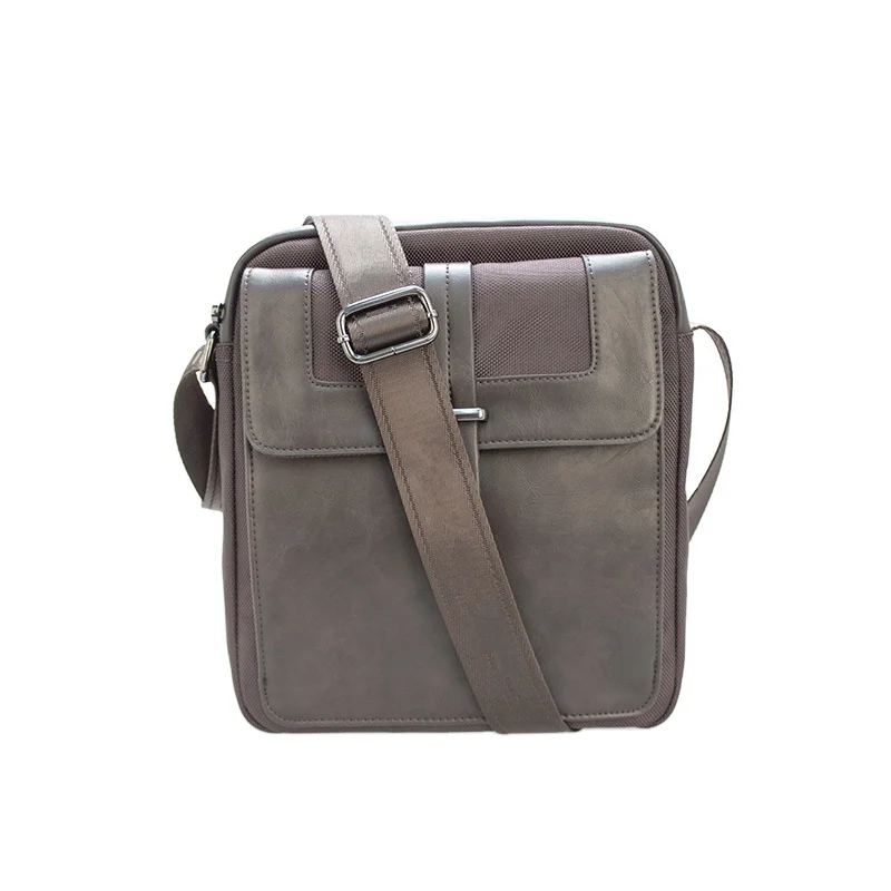 

New Men Crossbody Bag Adjustable Strap Zipper Pocket PU Oxford Fabric Shoulder sling bag messenger bag, Dark grey/customized color