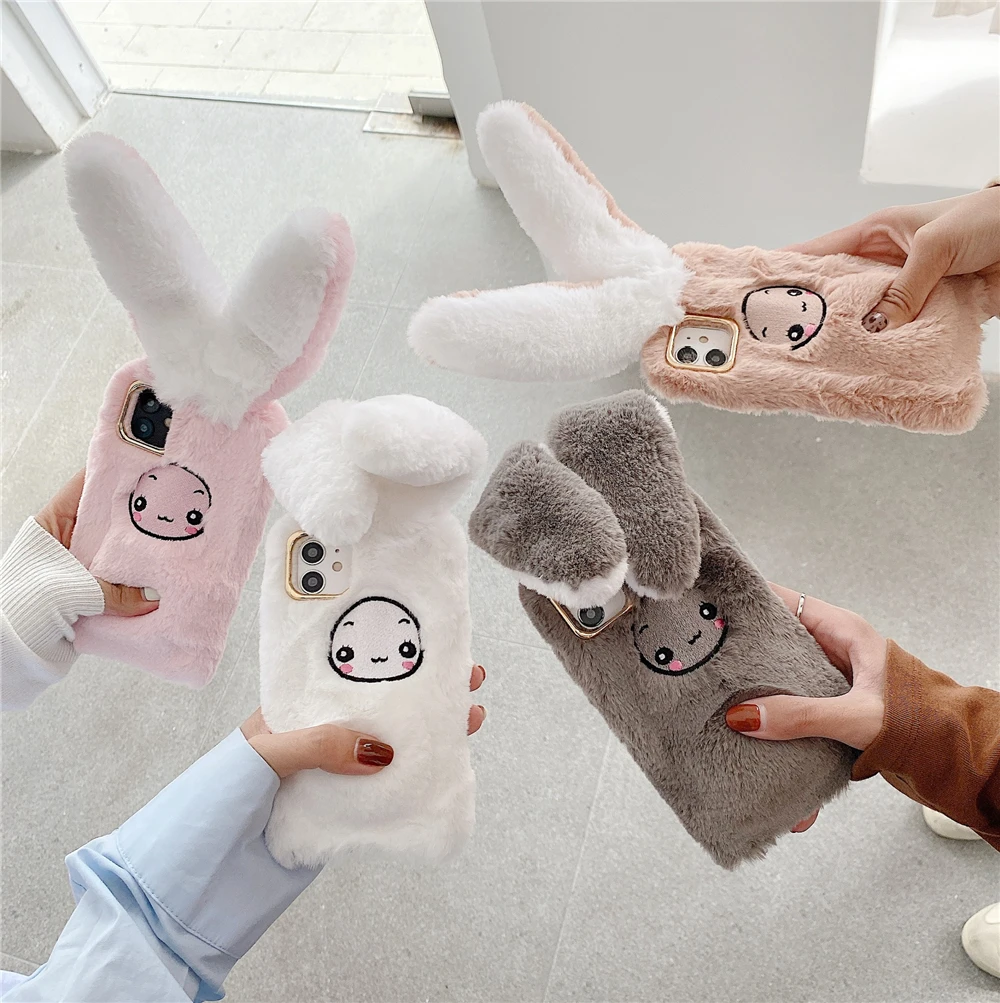 

Laudtec Furry Bunny Case, Women Fashion 3D Faux Fur Fluffy Rabbit Ear Case For iPhone 12 Cute Plush Animal Protective Case//, Available