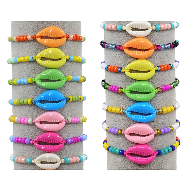 

Bohemia Women Adjustable Summer Vacation Beach Boho Hawaiian Style Handmade Jewelry Hand-woven Seed Beads Sea Shell Bracelets