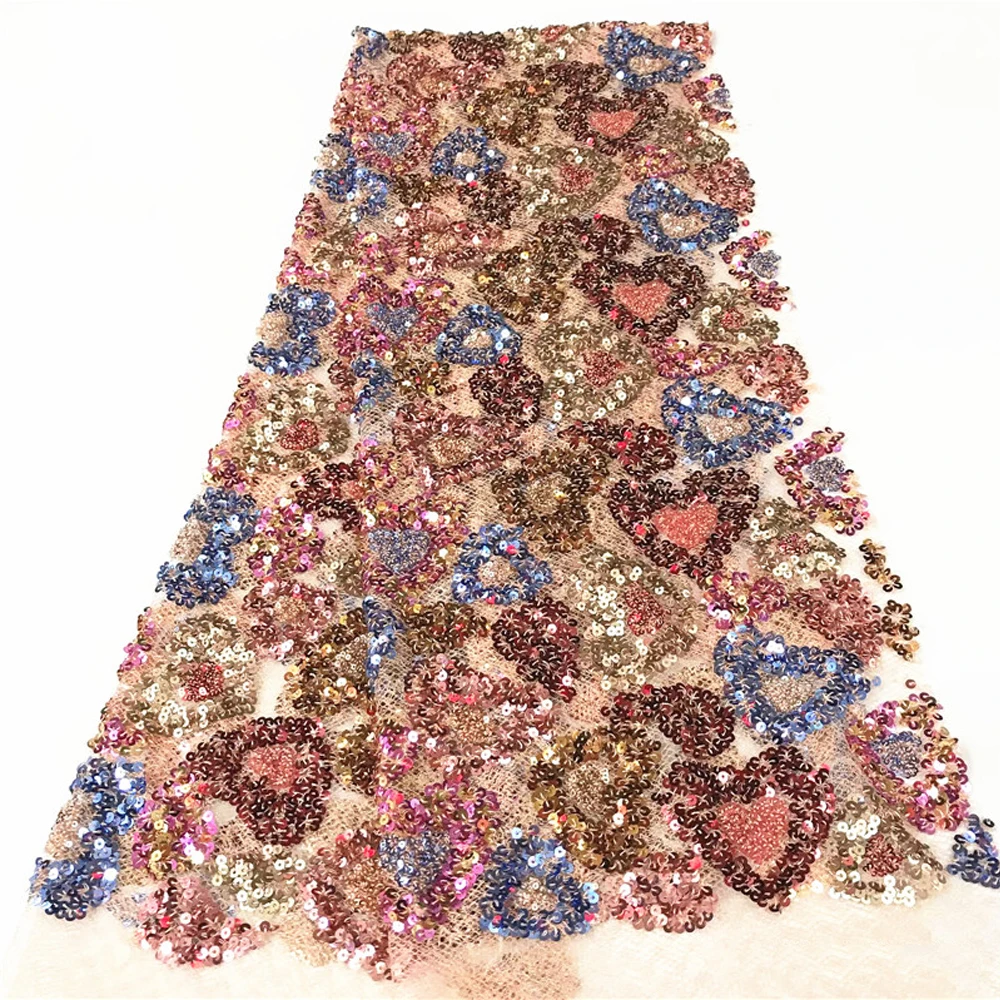 

Beautifical african tulle net lace with sequins evening sequin fabric ML7N216, Customized